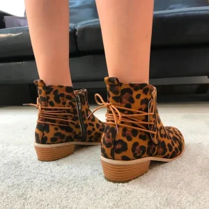 Bottines Léopard à Fermeture Éclair Jaunes