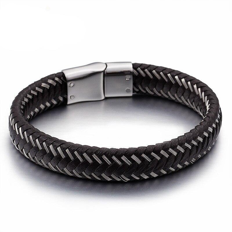 BRACELET HOMME CUIR ARGENT