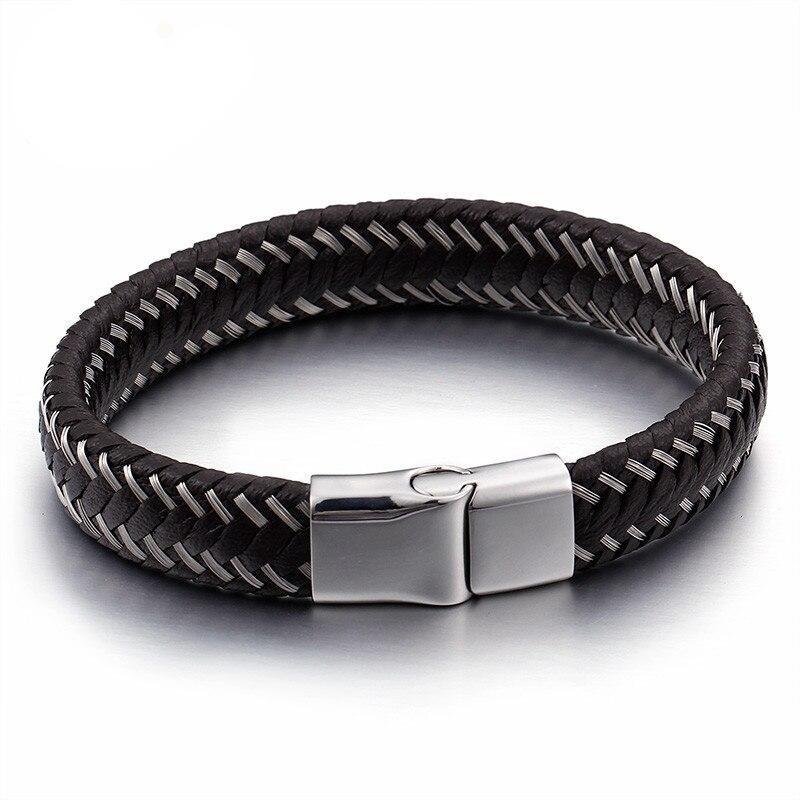 BRACELET HOMME CUIR ARGENT – Image 2