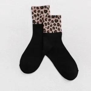 Chaussettes Motif Léopard Noires