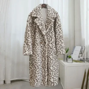 Manteau Fausse Fourrure Léopard Blanc
