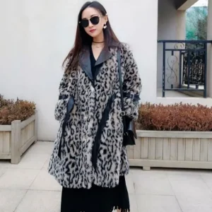 Manteau Léopard Détails Similicuir
