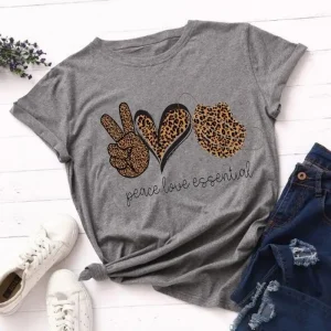 T-Shirt Imprimé Léopard Peace Love Essential